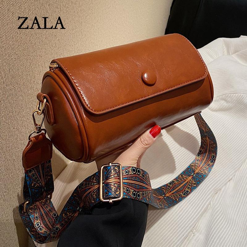 Retro Small Bag Women's Bag Niche New Trendy Spring Versatile Broadband Shoulder Messenger Bag Popular Cylinder Bag