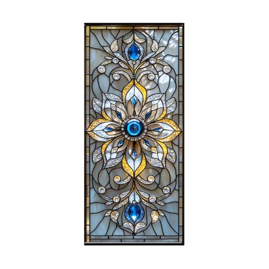 Fenster Sichtschutzfolie Sonnenschutz Buntglas Florale Fensteraufkleber Abnehmbar Statisch Haftend für Wohnzimmer Schlafzimmer Küche