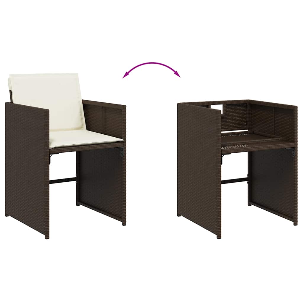 Vidaxl 9-Cz. Garden Furniture Set With Cushions, Brown, PE Rattan
