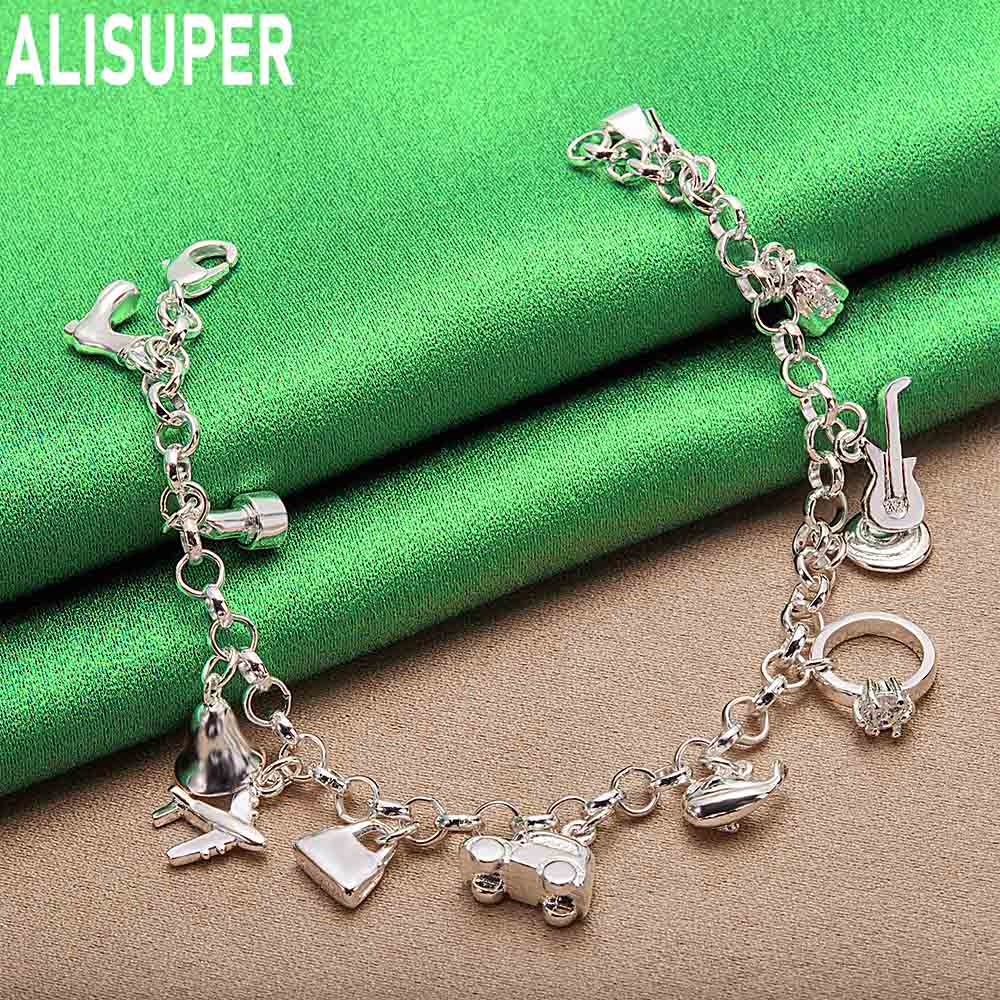 925 Sterling Zilver Mode Element Hanger Zijketting Mooie Armband Cadeau Sieraden