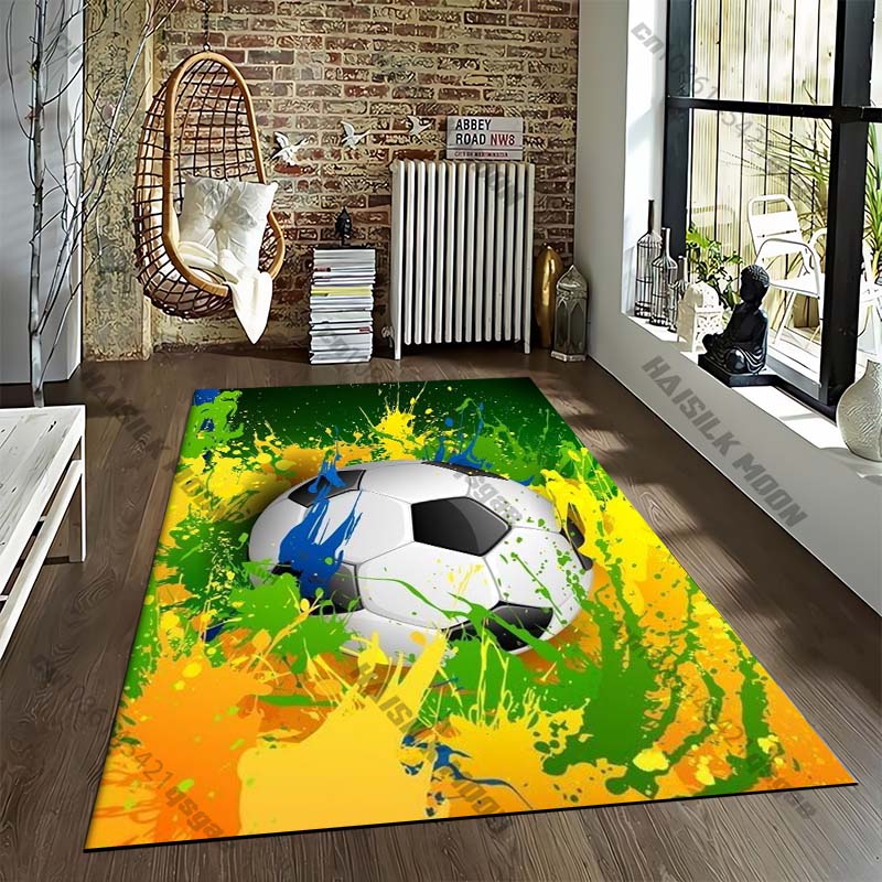 15 Storlekar Fotboll Sport Tecknad Mönster Rumsmatta Street Fashion Matta för Sovrum Vardagsrum Golvmatta Halkfri Stolmatta Gåva