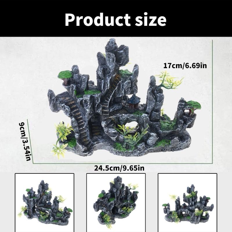 Fishtanks Decoration Mountain Rockery with Hiding Cave Great for Creating Natural Underwater Habitats Fish Shrimp Shelter