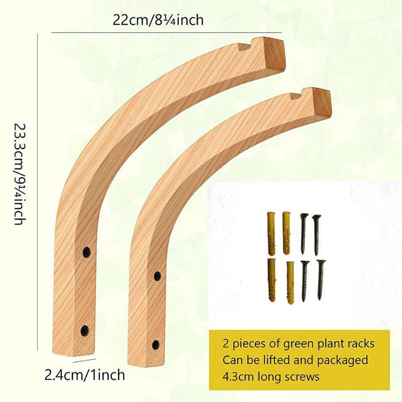 Support de Plante Mural en Bois Naturel Fait Main Crochet Rustique pour Pot de Fleurs Suspendu pour Décoration de Ferme Cabane Campagne