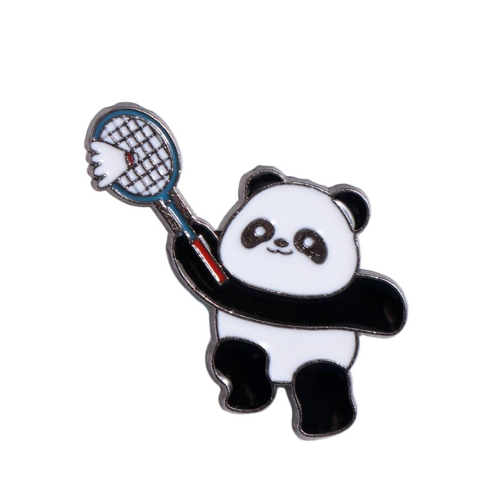 Zinc Alloy Panda Athlete Enamel Pins Trinket Jewelry Panda Skateboard Brooch Personality Ins Giant Panda Shape Badge Hat Badge