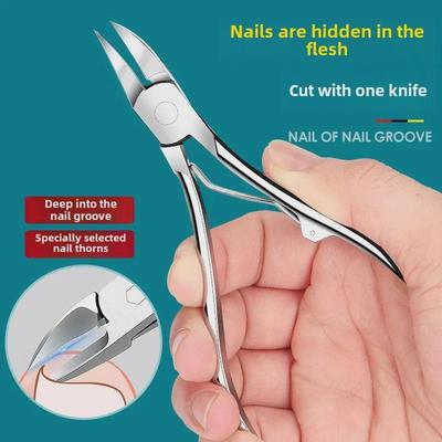 Stainless Steel Oblique Hawkbill Pliers for Pedicures: Ingrown Nail Clippers, Dead Skin & Nail Groove Scissors