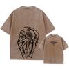 Anime Potisk Streetwear Vintage Prané Pánské Tričko Harajuku Manga Grafický Potisk Gojo Acid Wash Topy Tričko