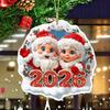 Weihnachts-Weihnachtsmann-Ornament 2026 Rundes 2D-Acryl-Weihnachtsmann-Weihnachtsbaum-Ornament für Feiertag, Neujahr, Heimdekoration