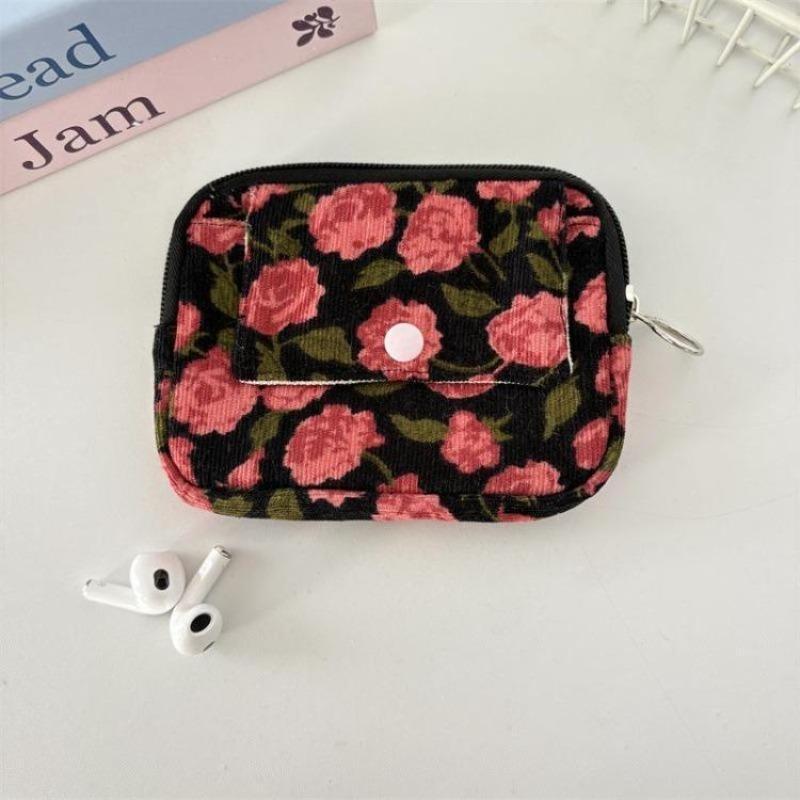 Cute Cartoon Floral Quilting Document Storage Bag Card Wallet Coin Purse ID Card Holder Driver's License Holder Badge Holder