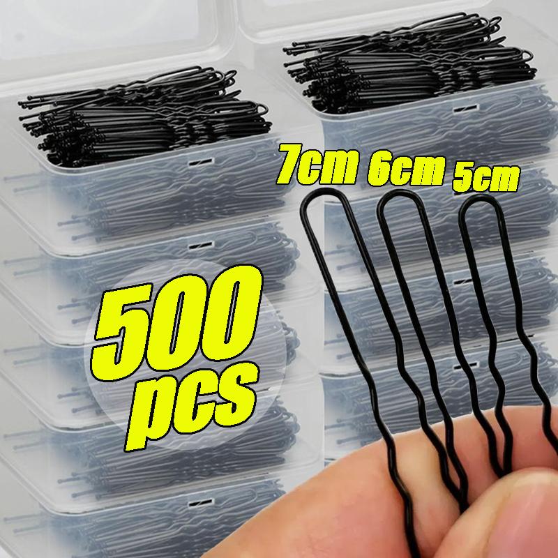 5/6/7cm U-Shaped Wavy Hair Clips Bobby Pin Barrette Salon Grip Black Metal Hairpins DIY Bridal Hairstyle Women Hair Accessories