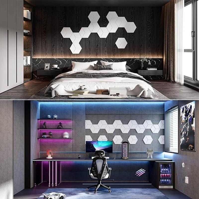 12pcs Tile Stickers Self-Adhesive Hexagonal Acoustic Panels Y-Shaped for Home Interior Decor Living Room Decoration Stickers