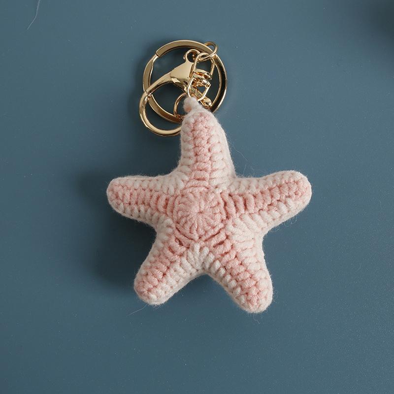 Cute Ocean Series Crochet Keychain Handmaking Knitted Tropical Fish Keyrings Creative Crochet Shark Doll Keychain