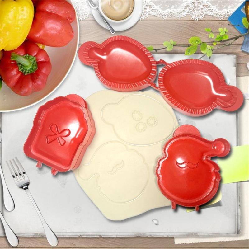 1/3Pcs Hand Pie Molds Dough Presser Pocket Pie Molds Christmas Santa Box Shape Small Pie Maker Gift for Baking Lover
