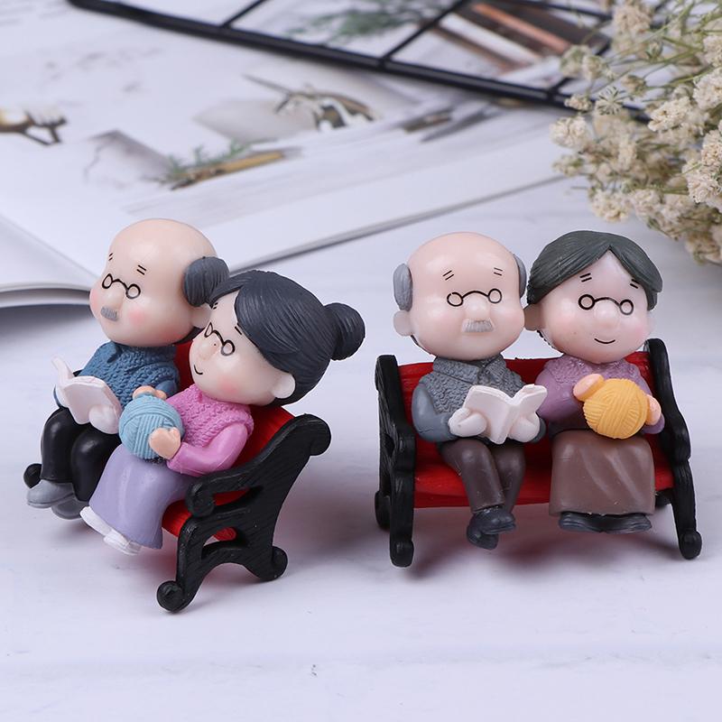 1Set Dollhouse Miniatures Garden Micro Landscape Grandparents Figurines Decor