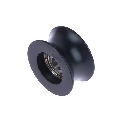 Black 14Mm Diameter Track Wheel Rubber Coating 5*26*13 Nylon Pom Wrapped Plastic Bearings Pulley U-Shaped Groove