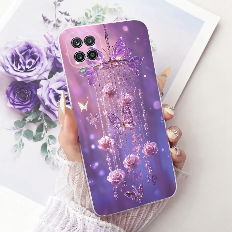 For Samsung Galaxy A12 Case F12 M12 Colorful Flowers Painted Cover Soft Slim Phone Case For Samsung A12 M 12 Galaxy M12 F12 Bags