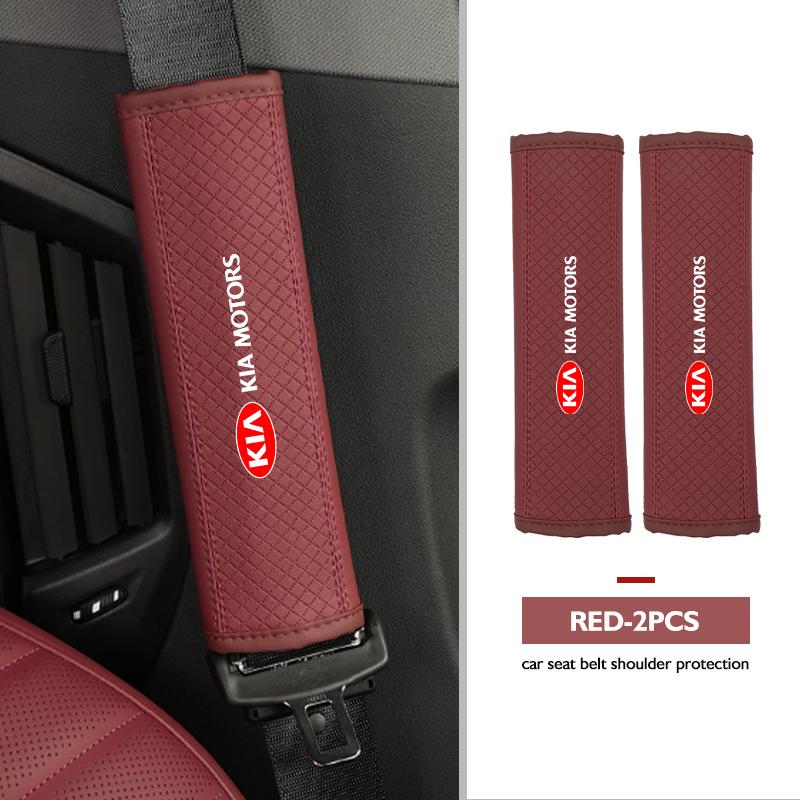 GWXN5 Leather Car Safety Belt Cover Protector Pads Accessories For KIA Ceed Sportage Rio K5 K2 Optima Cerato Venga Sedona