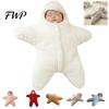 Gezellige Winter Slaapzak Baby Zeester Onesie, Katoenen Jumpsuit met Capuchon en Rits voor Pasgeborenen, Peuter Slaapzak, Baby Stervormige Nachtkleding Zacht Nep