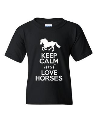 City Shirts New Keep Calm And Love Horses Animal Lover DT Youth Kids T-Shirt Tee Unisex T-Shirt