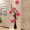 DIY Vase Flower Self-Adhesive Wallpaper Tree Crystal Arcylic 3D Wall Sticker Decal Children's Room Home Decor