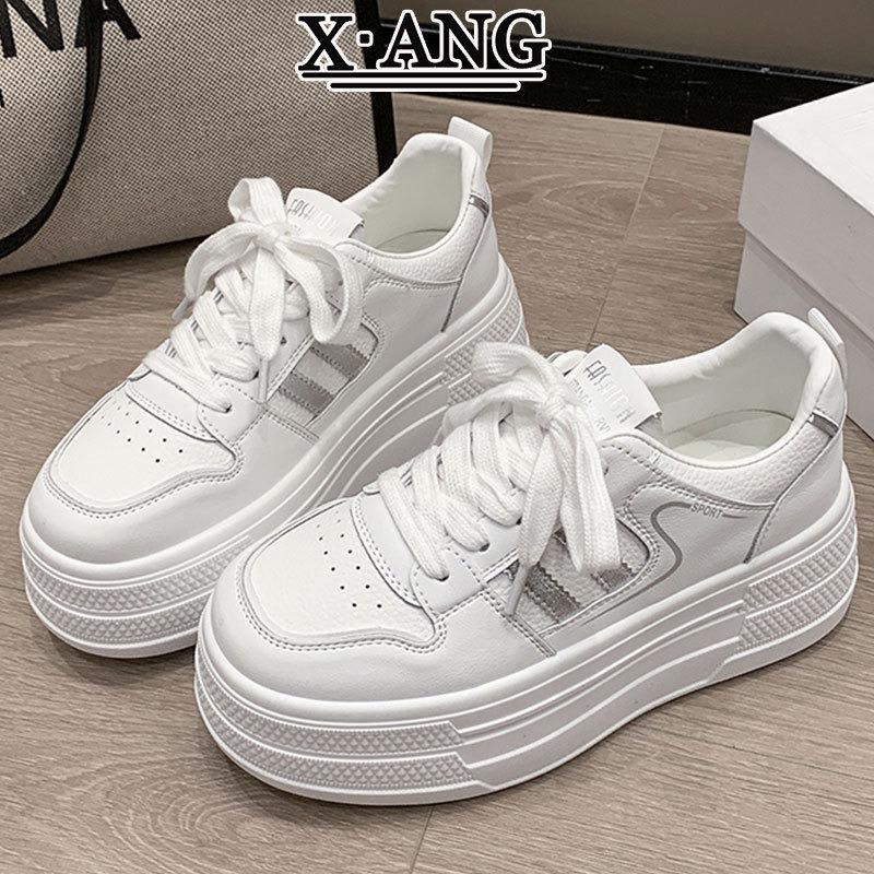 cm height increase small women's shoes leather platform white shoes board shoes autumn new casual sports shoes