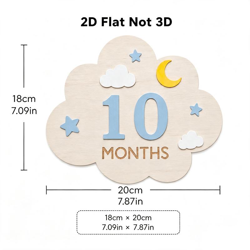 Natural Wooden Baby Monthly Milestone Marker Set Cloud Shape Number Cards for Newborn Growth Photography Prop Baby Shower Gift