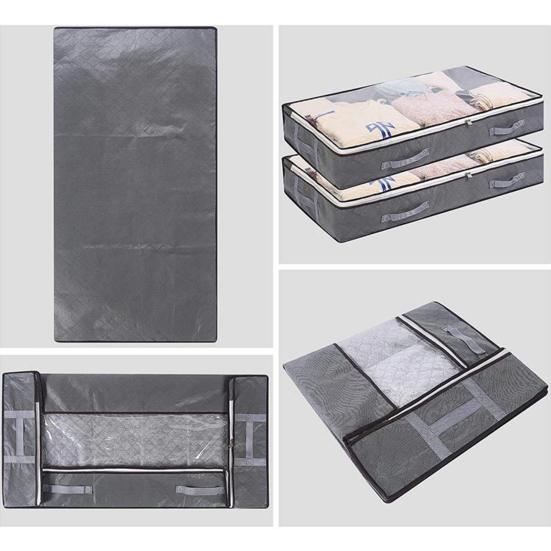 2Pcs Under Bed Storage Bag Durable Space-saving Zipper Closure Clothes Storage Containers for Home Bedroom