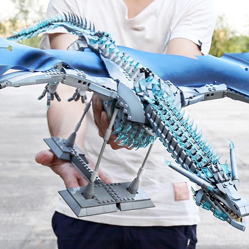 Famous Movie Ice Dragon and Fire Dragon Building Blocks Assembled Toys Kids Gifts