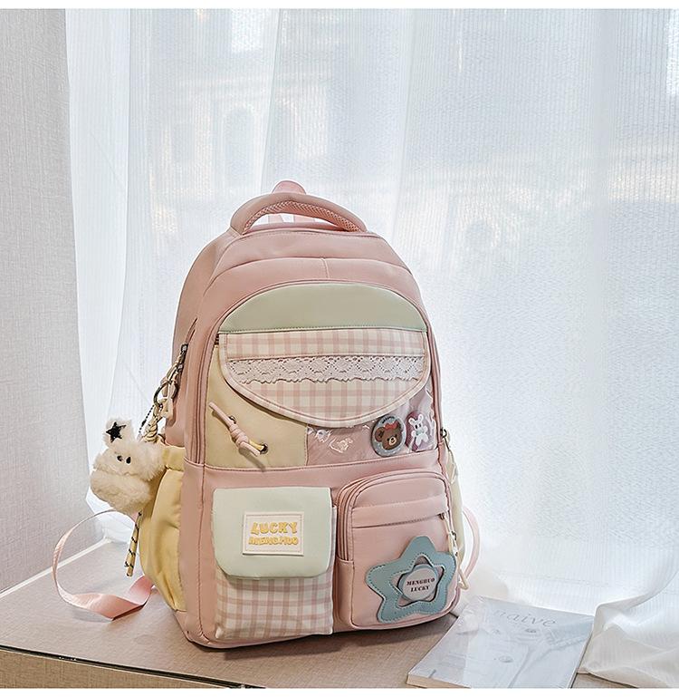 Schooltas nieuwe Japanse ins hoge waarde frisse en zoete geruite rugzak middelbare scholieren lichtgewicht rugzak met grote capaciteit