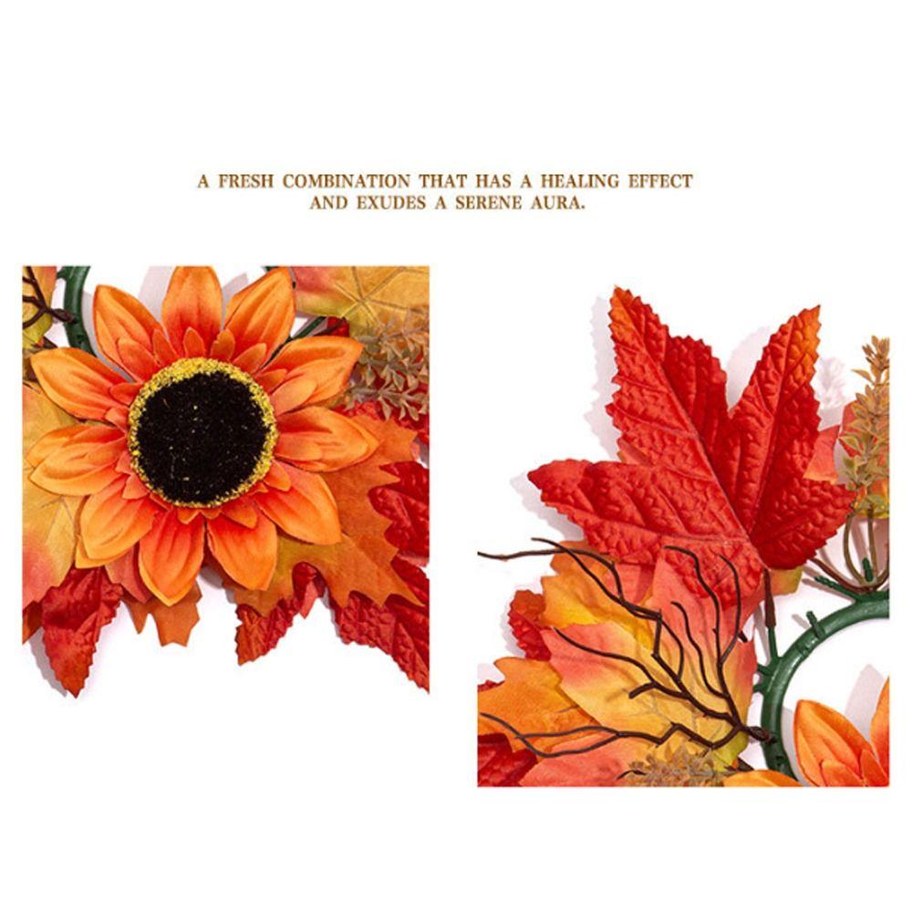 Foam Faux Berries Sunflower Maple Candle Ring Wreath Fade Resistant Rustic Style Artificial Berry Fall Candle Ring