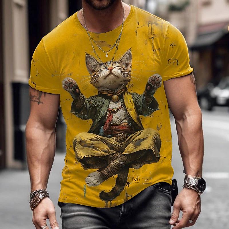 Χαριτωμένο Μοτίβο Μοναχού Γάτας Ανδρικό T-Shirt Αστείο Ζωικό 3D Εκτυπωμένο Μπλουζάκια Casual Unisex Κοντομάνικο Στρογγυλή Λαιμόκοψη Τοπ Street Παιδικά T-Shirts