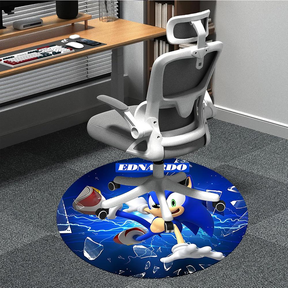 1PC Sonic Ednardo Office Round Rug - Perfect for Office or Study Decor, Machine Washable, Non-Slip Backing, Decorative Floor Mat