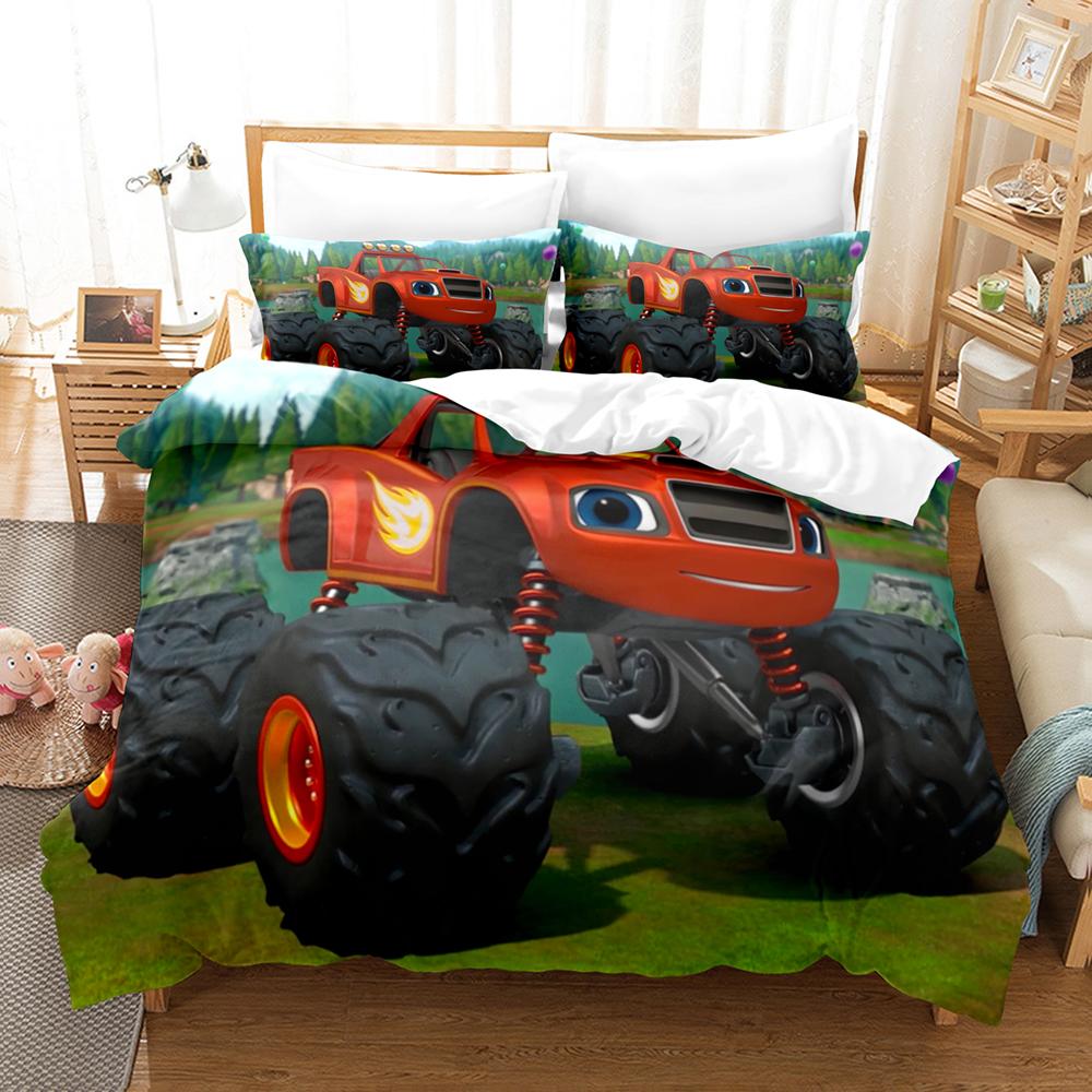 3D Print Blaze N Monster Machines Bedding Set Cartoon Duvet Cover Double Twin Full Queen King Adult Kid Bedclothes Quilt Cover
