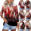 Women's Fashion Casual Lapel Short 3/4 Sleeve Halloween Print Shirt Women's Button Up Tops