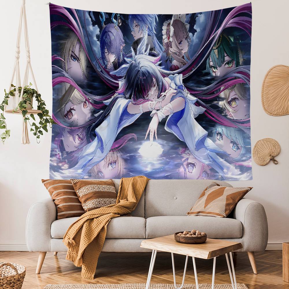 Genshin Impact Columbina Anime Cartoon Tapestry Bohemian Wall Tapestries Mandala Wall Hanging Sheets