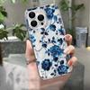 Blue Flowers Transparent Phone Case For IPhone 16 15 14 13 12 11 Pro Max XR XS Max 7 8 Plus Personality Shockproof Case Cover