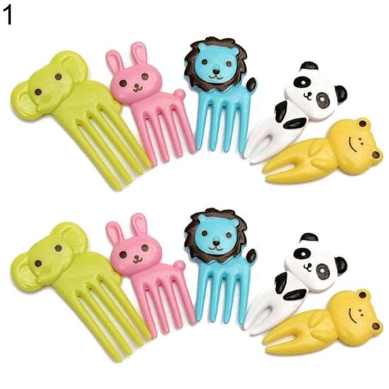 10 Stück Kind Kind Cartoon Tier Lebensmittel Obst Spieß Gabel Bento Lunchbox Deko Teile