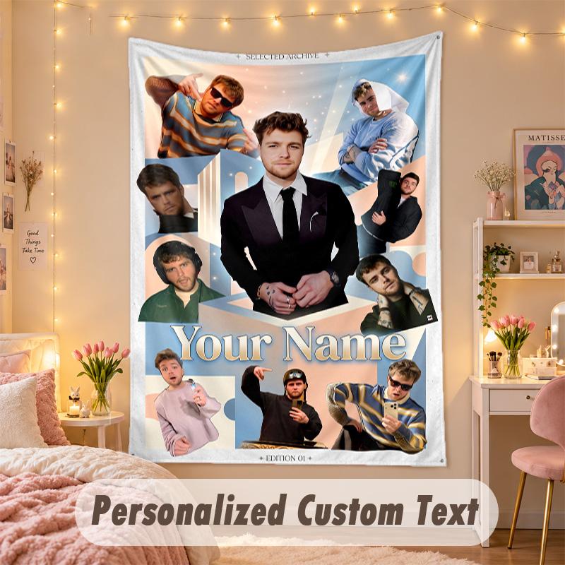 Benutzerdefinierte Personalisierte Wandteppich, Alex Warren Druck Benutzerdefinierter Name Text Wandkunst zum Aufhängen für Schlafzimmer