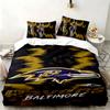 Baltimore Ravens 3-teiliges Set Perfekt für das Schlafzimmer Bequemes Bettwäsche-Set enthält einen Bettbezug und zwei Kissenbezüge Ideales Geburtstags- oder Weihnachtsgeschenk