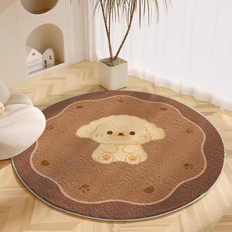 Cartoon Dieren Tapijten voor Woonkamer Schattige Slaapkamer Decor Pluche Tapijt Rond Kaptafel Vloermat Pluizig Zacht Kinder Tapijt