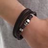 Men's Bracelet Retro Handwoven Leather Rope Skull Magnet Buckle Bracelet Trend Bracelet