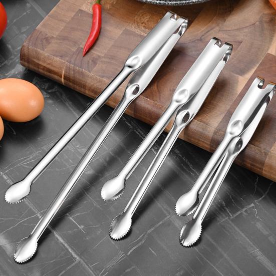 Stainless Steel Food Tongs for Buffet BBQ Long Handle Non-Slip Food Clips Rust-Proof Dishwasher Safe Kitchen Utensils for Seafood Bread
