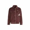 Cord Stripe Logo Print Single-breasted Long-sleeve Jacket for Men, Brown