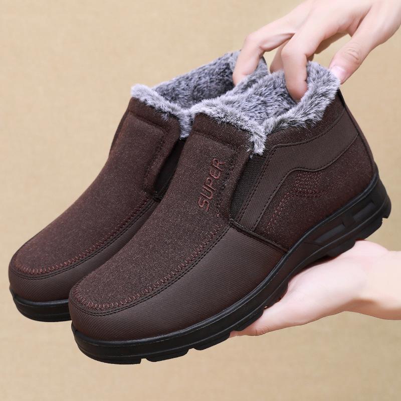 Men's Winter Casual Shoes Thick Sole Non Slip Plush Velvet Fur Shoes Ankle Boots For Men Winter Shoes Outdoor Snow Boots Slip On Shoes