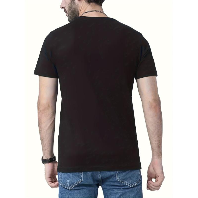 European Sizes Men's Summer Short Sleeve T-Shirt with Subtle Chest Logo Print - Breathable Round Neck Casual Tee, Opaque Fabric for Warm Weather