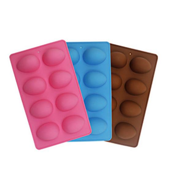 Egg Shaped Silicone Mold for Baking 8-Cavity Food-Grade Non-Stick Chocolate Molds Flexible Easter Freezer Molds Dishwasher Safe Cake Jello Ice Cream