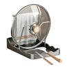 Support de couvercle de casserole pour plan de travail Étagère de rangement pour couvercles de poêle avec plateau d'égouttement Support de couvercle de casserole avec repose-cuillère pendant la cuisson Organisateur de cuisine