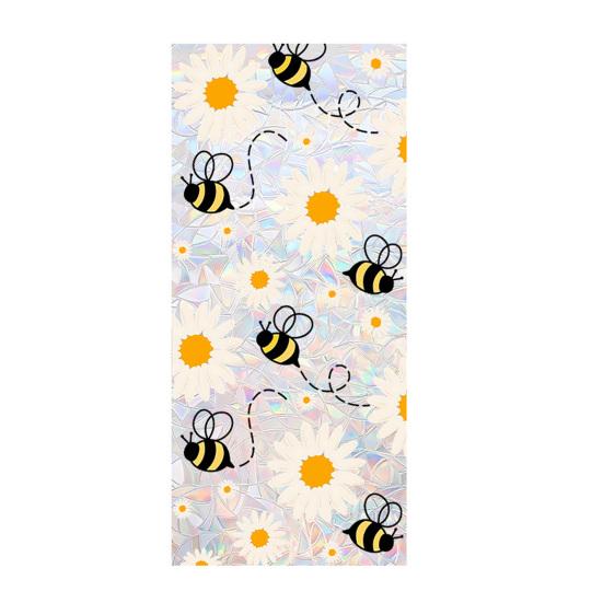 Window Sticker Healing Spring Window Scene Peel Stick Static Privacy Film Flower Bee Pattern Home Door Mirror Decal