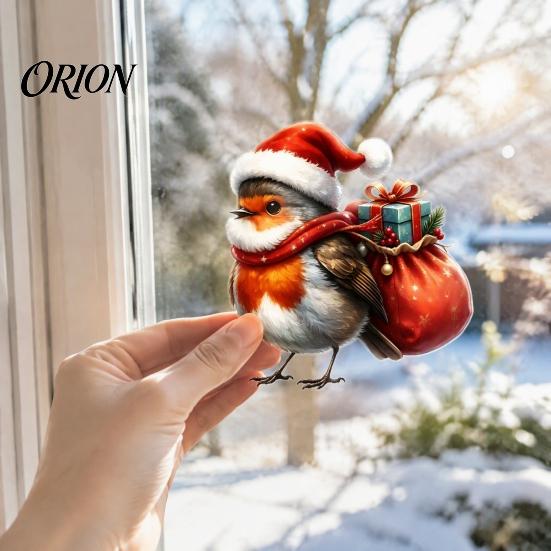 DIY Holiday Home Decor Christmas Bird Static Glass Sticker, PVC Waterproof Window Decal for Pattern Stickers Decoration, Removable Decorative