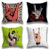 Rock Band Cool Gesture Pillow Case Anti-dustmite Pillowcase Invisible Zipper Silky Short Plush Sofa Cushion Cover