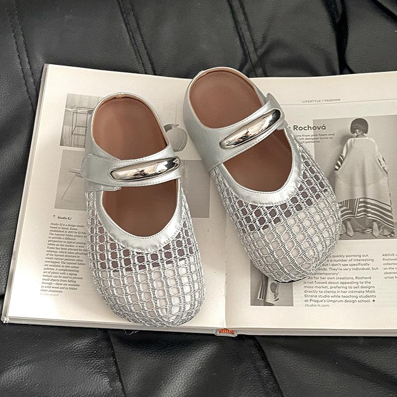 Summer Fashion Casual Hollow Mary Jane Shoes Retro Inner Height Increase Flat Bottom Woven Breathable Round Head Casual Hole Shoes